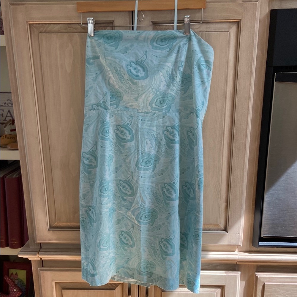 J. Crew Strapless Light Blue Paisley Dress mini